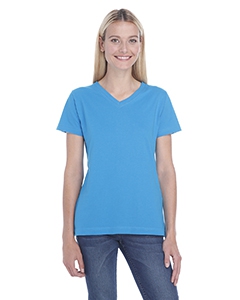 LAT L-3587 Ladies&#39; Combed Ringspun Jersey V-Neck T-Shirt