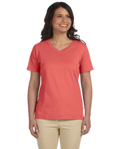 LAT L-3587 Ladies&#39; Combed Ringspun Jersey V-Neck T-Shirt