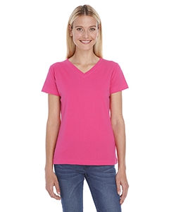 LAT L-3587 Ladies&#39; Combed Ringspun Jersey V-Neck T-Shirt