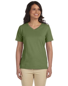 LAT L-3587 Ladies&#39; Combed Ringspun Jersey V-Neck T-Shirt