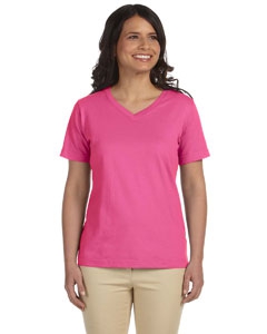 LAT L-3587 Ladies&#39; Combed Ringspun Jersey V-Neck T-Shirt