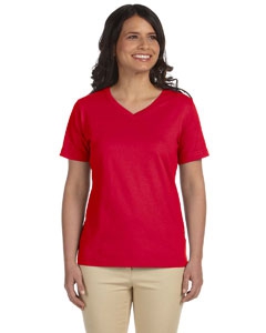 LAT L-3587 Ladies&#39; Combed Ringspun Jersey V-Neck T-Shirt