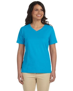 LAT L-3587 Ladies&#39; Combed Ringspun Jersey V-Neck T-Shirt