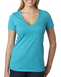 Next Level 6640 Ladies&#39; CVC Deep V Tee