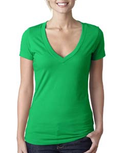 Next Level 6640 Ladies&#39; CVC Deep V Tee