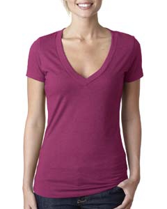 Next Level 6640 Ladies&#39; CVC Deep V Tee