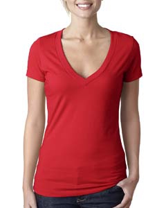 Next Level 6640 Ladies&#39; CVC Deep V Tee