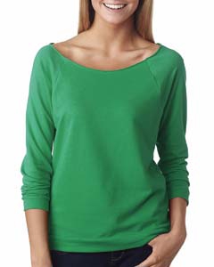 Next Level 6951 Ladies&#39; Terry Raw-Edge 3/4-Sleeve Raglan Tee