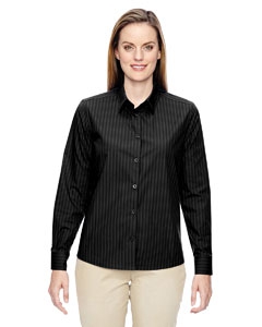 North End 77044 Ladies&#39; Align Wrinkle-Resistant Cotton Blend Dobby Vertical Striped Shirt