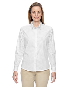 North End 77044 Ladies&#39; Align Wrinkle-Resistant Cotton Blend Dobby Vertical Striped Shirt