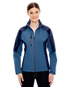 North End 78077 Ladies&#39; Compass Colorblock Three-Layer Fleece Bonded Soft Shell Jacket