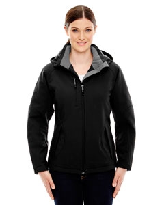 North End 78080 Ladies&#39; Glacier Insulated Three-Layer Fleece Bonded Soft Shell Jacket with Detachable Hood