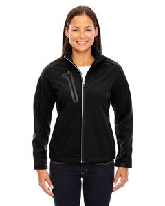 North End 78176 Ladies&#39; Terrain Colorblock Soft Shell with Embossed Print