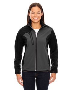 North End 78176 Ladies&#39; Terrain Colorblock Soft Shell with Embossed Print