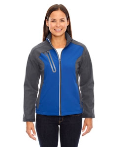 North End 78176 Ladies&#39; Terrain Colorblock Soft Shell with Embossed Print