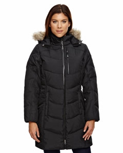 North End 78179 Ladies&#39; Boreal Down Jacket with Faux Fur Trim