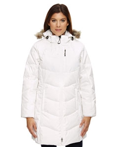 North End 78179 Ladies&#39; Boreal Down Jacket with Faux Fur Trim