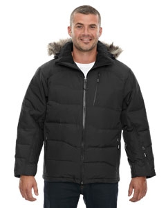 North End 88179 Men&#39;s Boreal Down Jacket with Faux Fur Trim