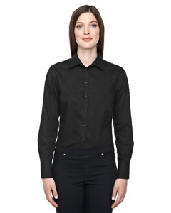 North End Sport Blue 78673 Ladies&#39; Boulevard Wrinkle-Free Two-Ply 80&#39;s Cotton Dobby Taped Shirt with Oxford Twill