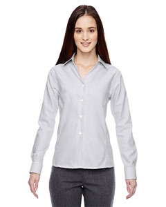 North End Sport Blue 78690 Ladies&#39; Precise Wrinkle-Free Two-Ply 80&#39;s Cotton Dobby Taped Shirt