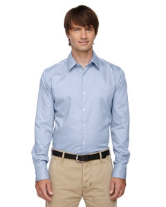 North End Sport Blue 88689 Men&#39;s Refine Wrinkle-Free Two-Ply 80&#39;s Cotton Royal Oxford Dobby Taped Shirt