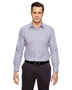 North End Sport Blue 88690 Men&#39;s Precise Wrinkle-Free Two-Ply 80&#39;s Cotton Dobby Taped Shirt