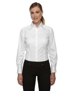 North End Sport Red 78646 Ladies&#39; Wrinkle-Free Two-Ply 80&#39;s Cotton Taped Stripe Jacquard Shirt