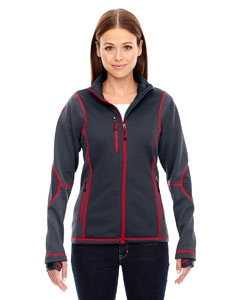 North End Sport Red 78681 Ladies&#39; Pulse Textured Bonded Fleece Jacket with Print