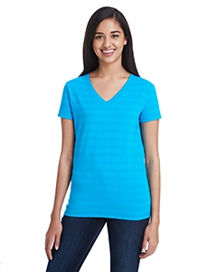Threadfast Apparel 252RV Ladies&#39; Invisible Stripe V-Neck T-Shirt