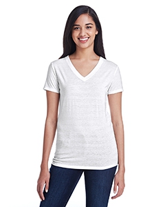 Threadfast Apparel 252RV Ladies&#39; Invisible Stripe V-Neck T-Shirt