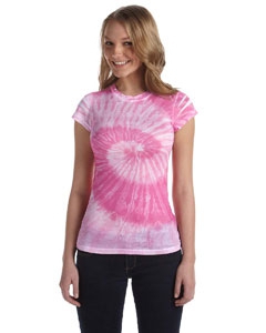 Tie-Dye CD1455 Juniors&#39; 100% Spun Polyester with Moisture Management T-Shirt