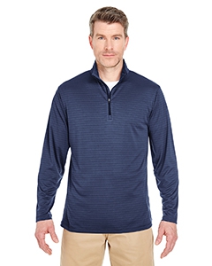 UltraClub 8235 Adult Striped 1/4-Zip Pullover