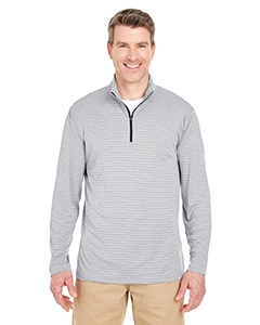 UltraClub 8235 Adult Striped 1/4-Zip Pullover