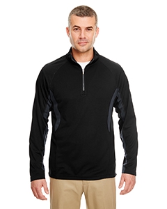 UltraClub 8434 Adult Cool & Dry Color Block Dimple Mesh 1/4-Zip Pullover