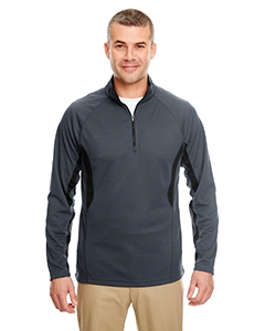 UltraClub 8434 Adult Cool & Dry Color Block Dimple Mesh 1/4-Zip Pullover