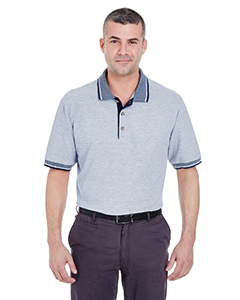UltraClub 8537 Adult Color-Body Classic Piqu&#233; Polo with Contrast Multi-Stripe Trim