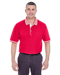UltraClub 8537 Adult Color-Body Classic Piqu&#233; Polo with Contrast Multi-Stripe Trim