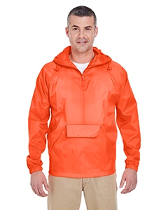 UltraClub 8925 Adult 1/4-Zip Hooded Pullover Pack-Away Jacket